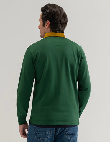 British Green Corduroy Collar Rugby Shirt