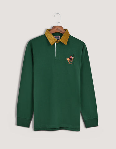 British Green Corduroy Collar Rugby Shirt