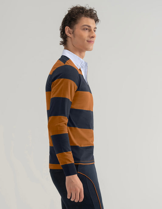 Mustard and Navy Striped Rugby Shirt