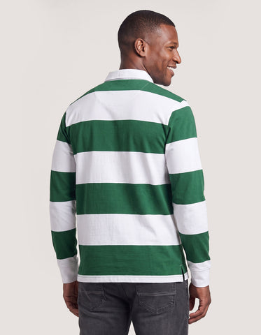 White and Green Striped Rugby Shirt
