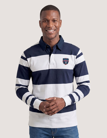 Navy and White Striped Rugby Shirt