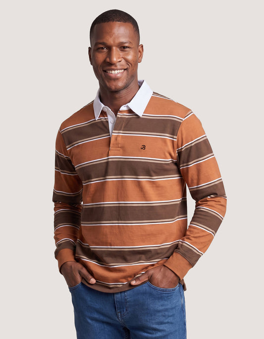 Rust Striped Rugby Shirt