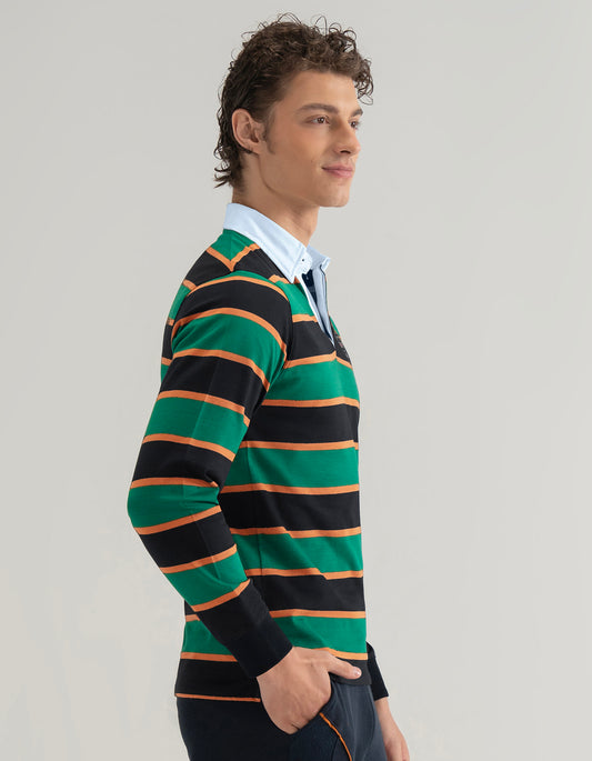 British Green Striped Rugby Shirt