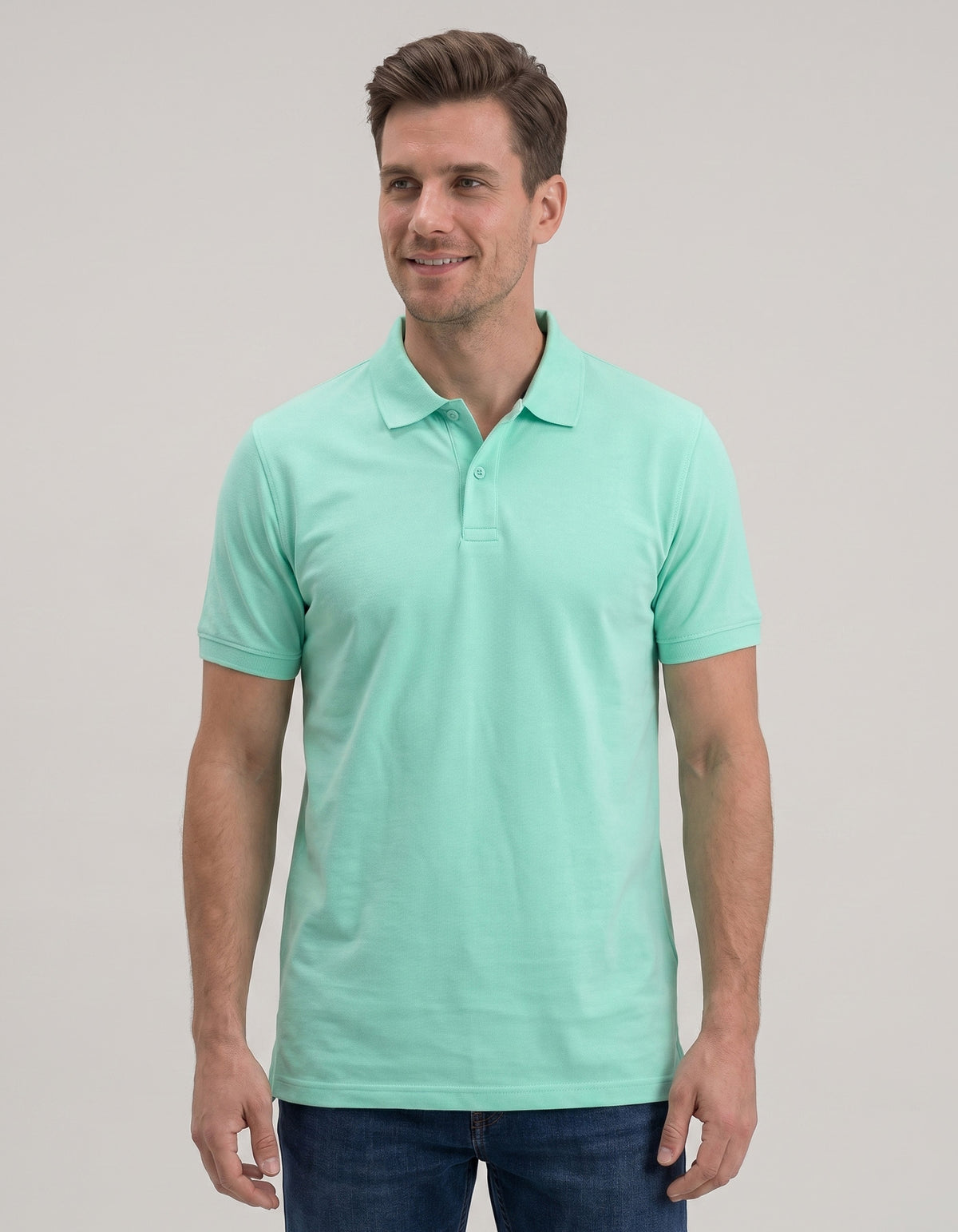 Aqua Tipped Pique Polo Shirt