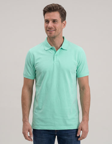 Aqua Tipped Pique Polo Shirt