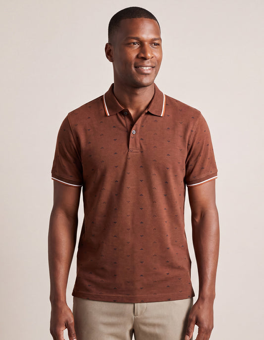 Polo à motifs rouille