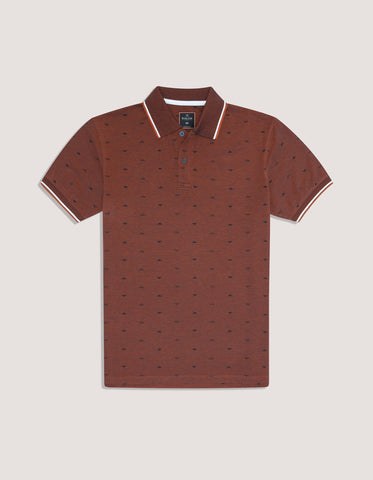 Polo à motifs rouille