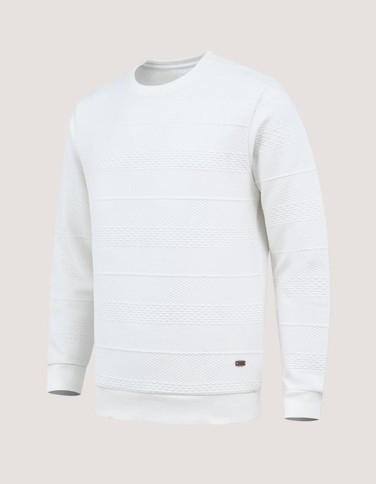 Sudadera con textura jacquard en blanco roto