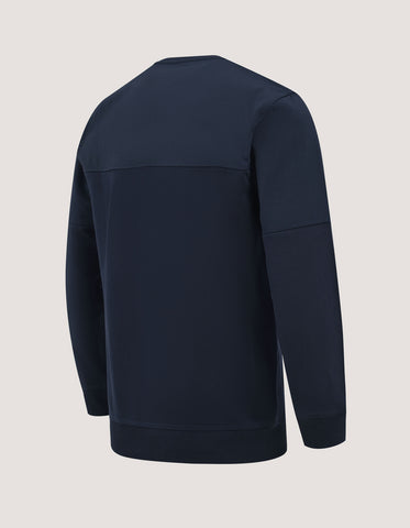 Navy Textured Crew Neck Jacquard Sweatshirt