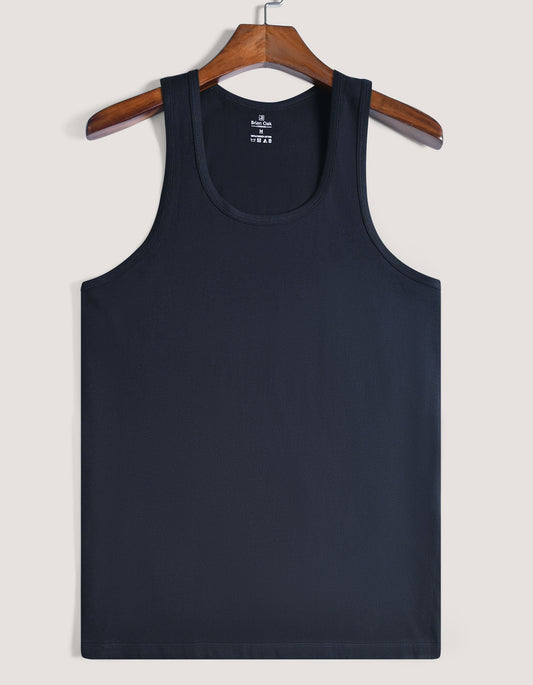 Black Regular Fit 100% Cotton Vest