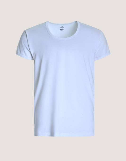 Regular Fit White 100% Cotton Half-Sleeve Cotton Vest