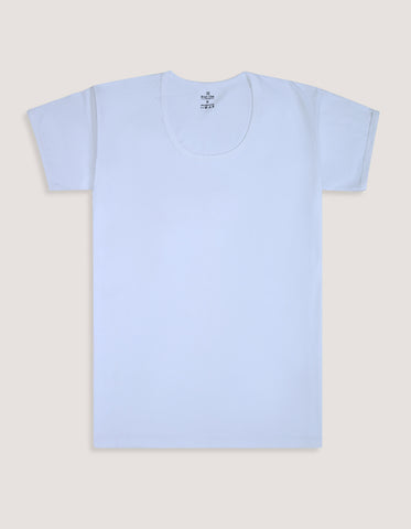 Regular Fit White 100% Cotton Half-Sleeve Cotton Vest
