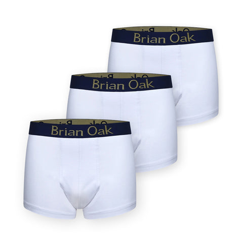 3 Pack White Knit Boxer Shorts