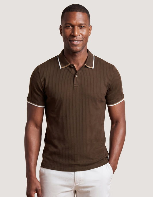 Polo marron texturé de créateur