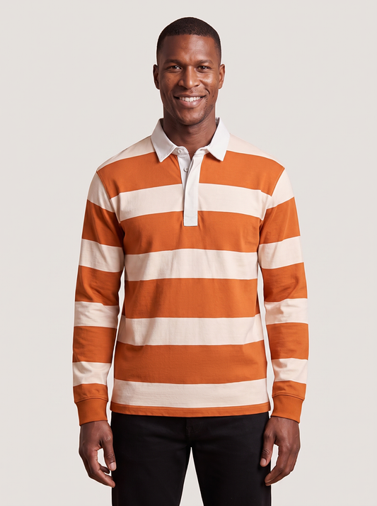 Classic Fit Striped Jersey Rugby Shirt