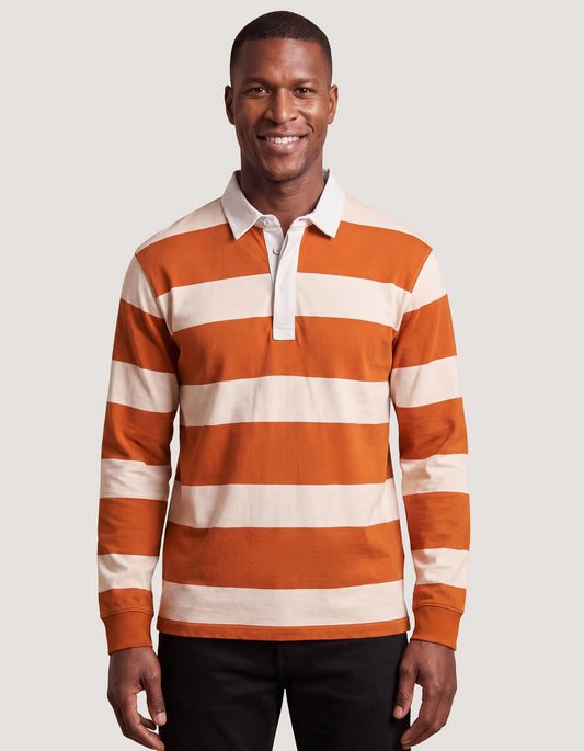 Classic Fit Striped Jersey Rugby Shirt