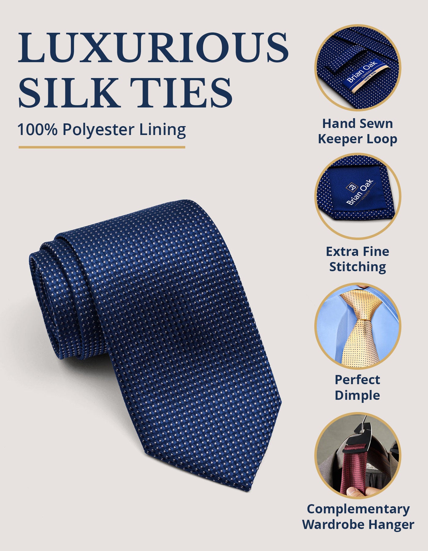 Navy Self Printed Silk Tie